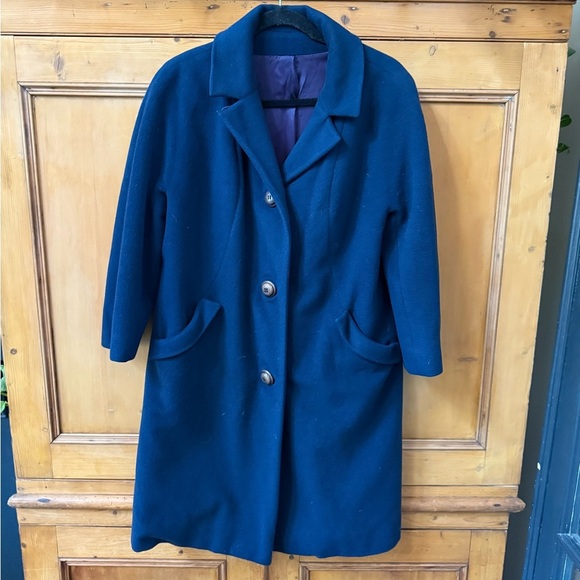 Vintage 1950s-60s Blue Connoisseur La Vigna 100% cashmere coat - Picture 2 of 10